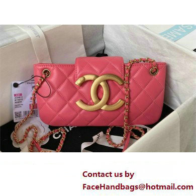 Chanel Lambskin & Gold-Tone Metal Baguette Bag AS4611 Fuchsia 2024